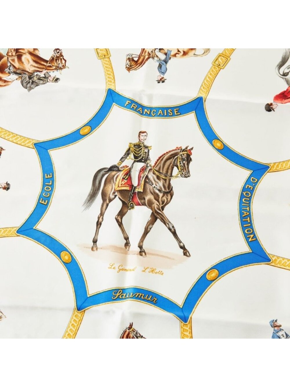 Hermes Silk Scarf Carre 90 Ecole Francaise D'equitation Les General L'hotte 1987 - Picture 2 of 4